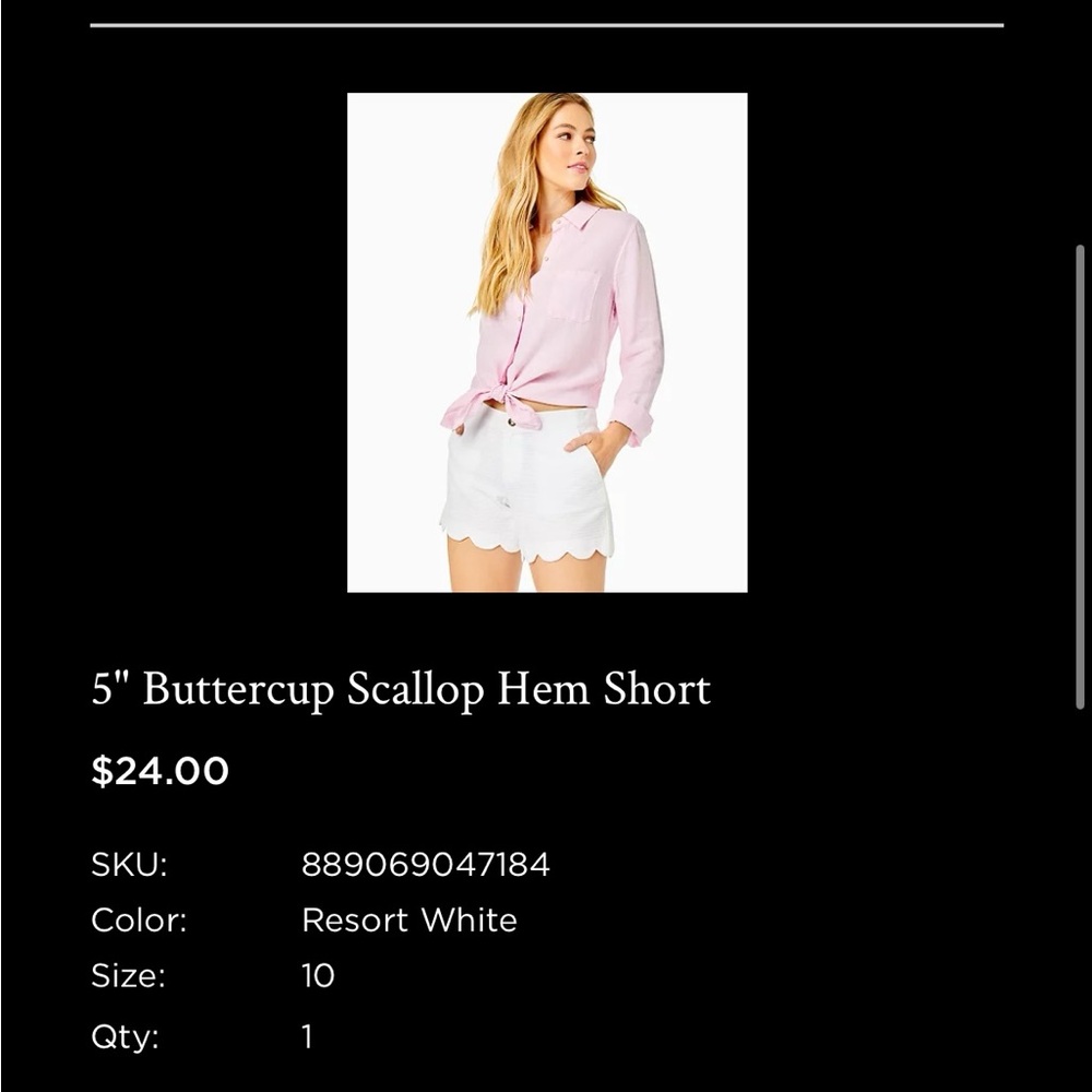 Lilly Pulitzer White Shorts with Gold Button